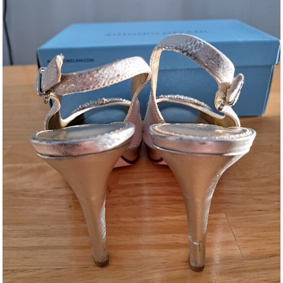 Antonio Melani Silver Rhinestone 4" Platform Heels Size 8.5 Prom Party Pageant - Picture 6 of 10